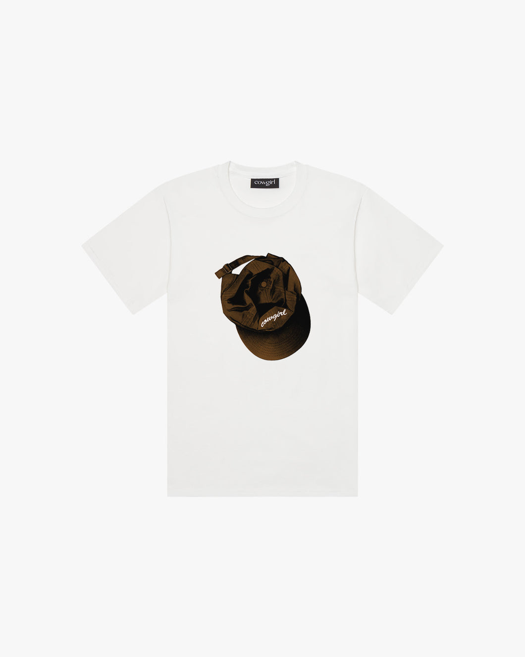 Brown Cap T Shirt (White, SMALL)